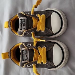 Infant boy/girl size 5, Converse sneakers,  Grey and Yellow